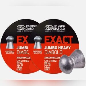 The JSB Match Diabolo Exact Jumbo Heavy .22 Cal 18.13 Grains Domed 500ct. Airgun
